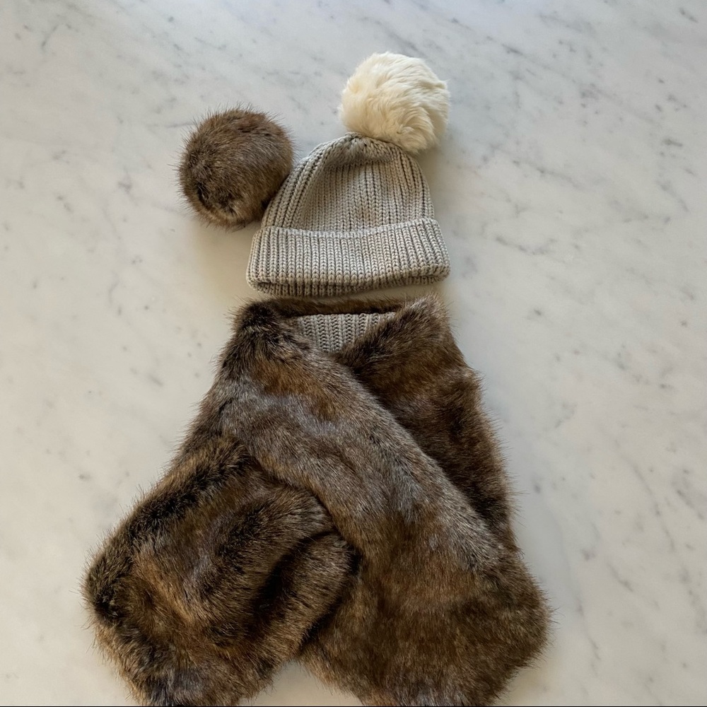 Stella and Dot Neck Scarf and Hat with Poms
